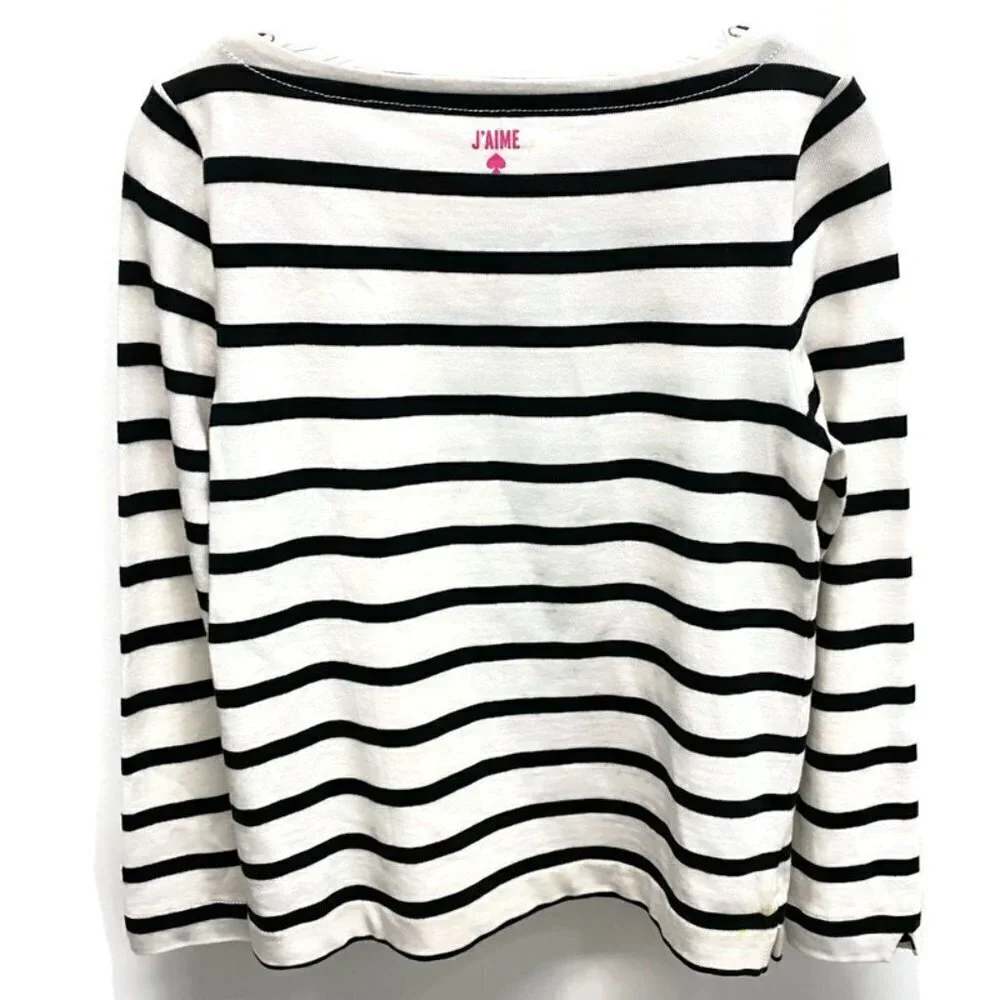 Kate Spade White & Black Striped Long Sleeve Shirt